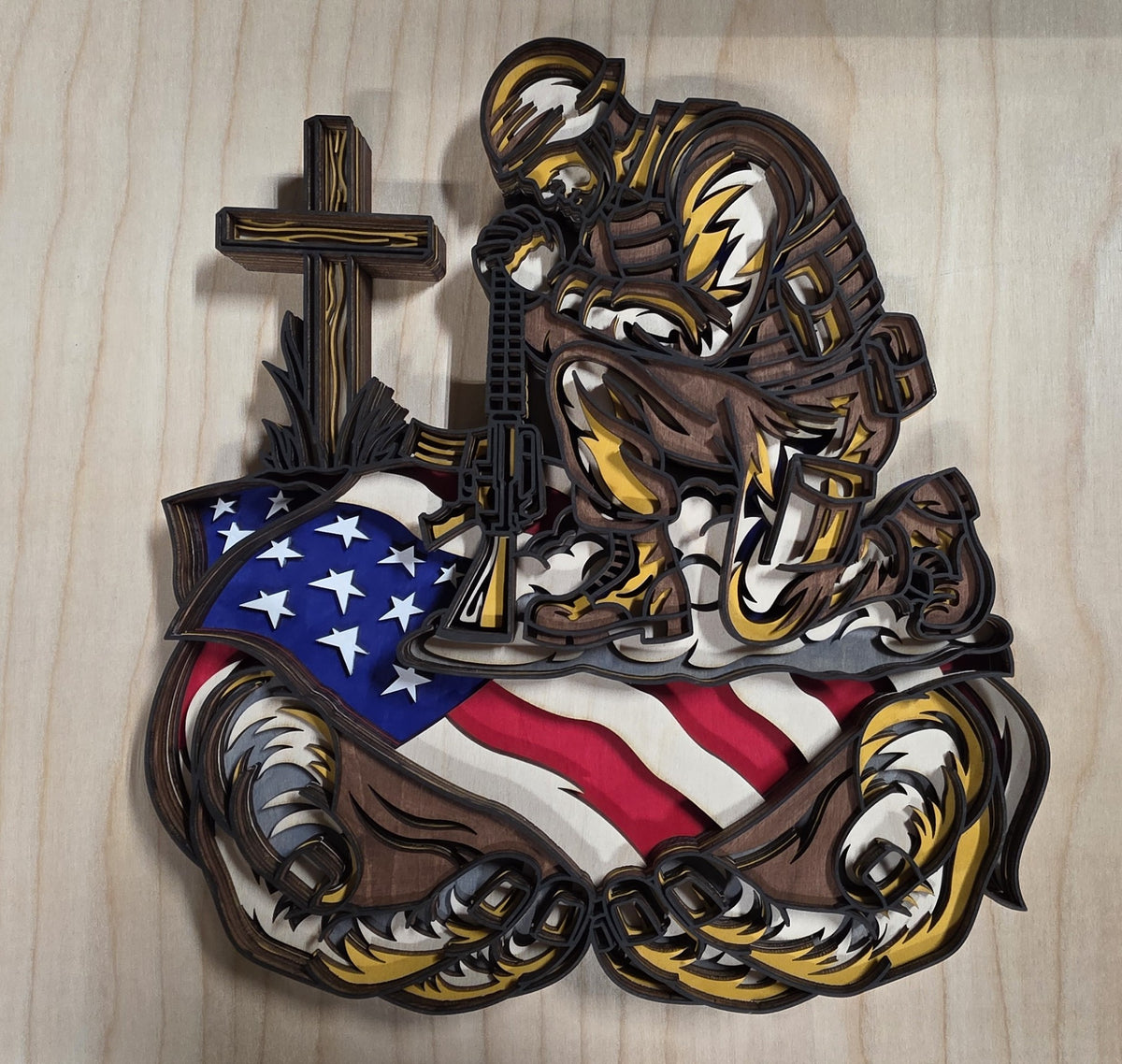 Layered Patriotic Solider Shelf Sitter