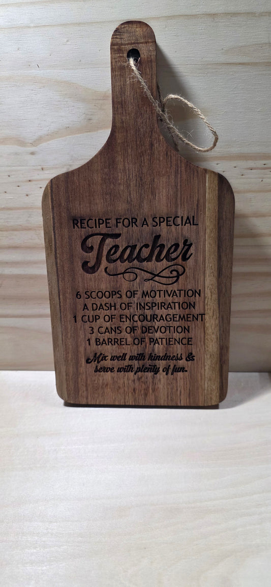 Teacher Recipe Mini Cutting Board