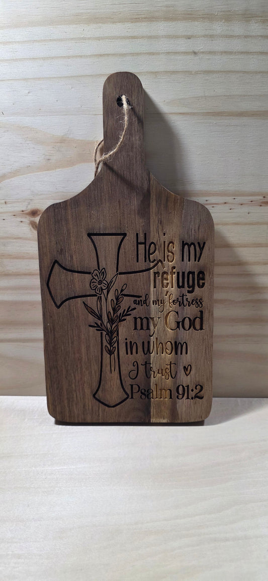 He Is My Refuge Mini Cutting Board