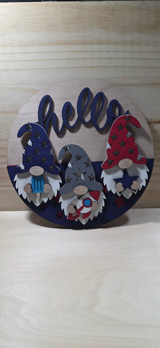 Patriotic Gnome Door Hanger