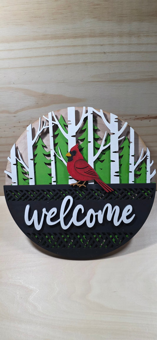 Cardinal Welcome Door Hanger